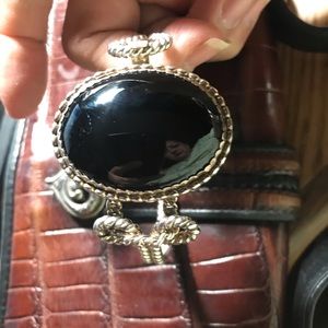 Onyx braided bracelet silvertone